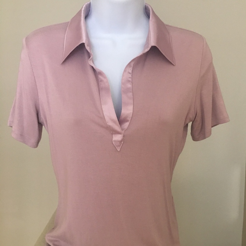 Satin collar stretch top French designer